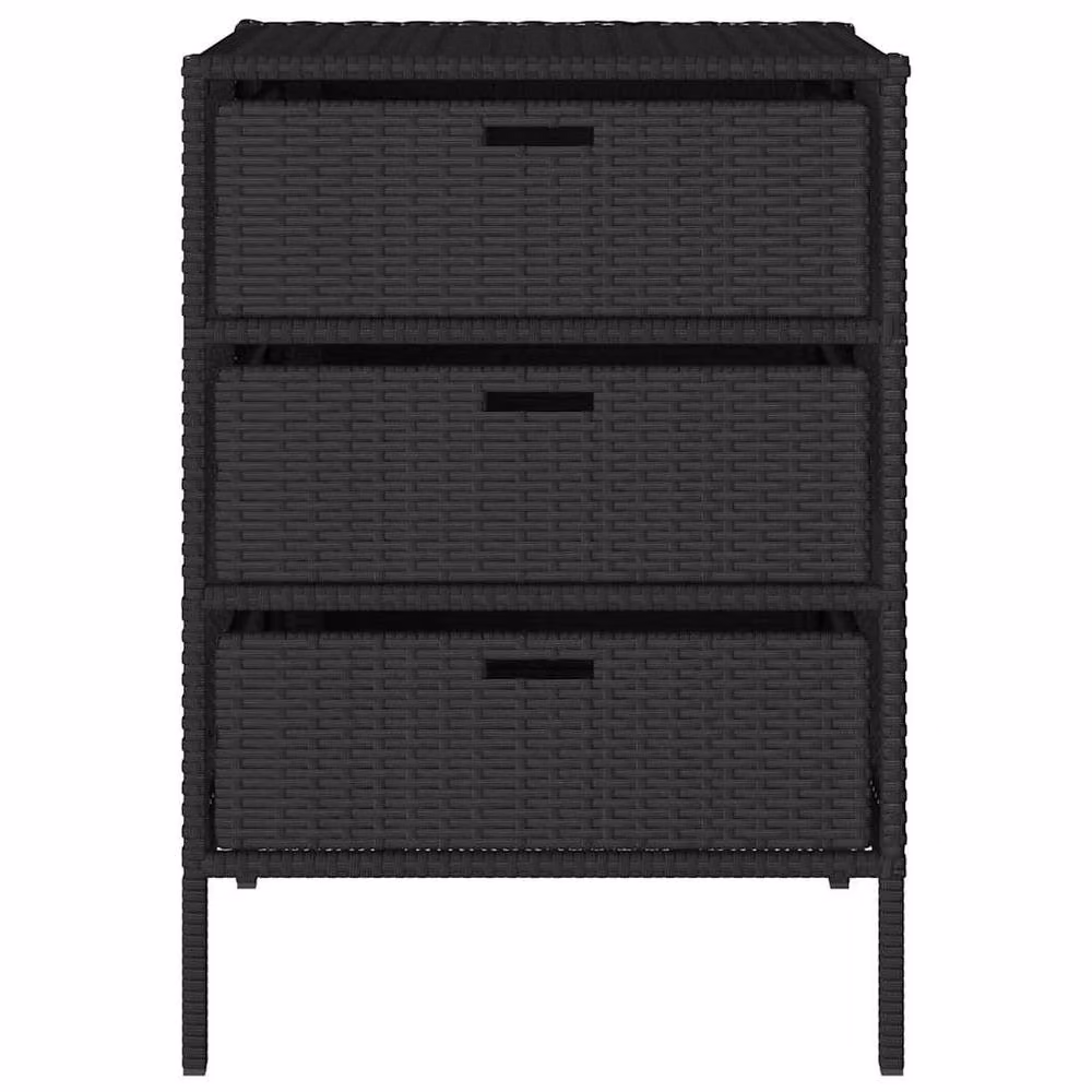 Berkfield Home Garden Storage Cabinet in Black Poly Rattan and Steel, W/D/H: 55 x 59 x 80 cm – 5