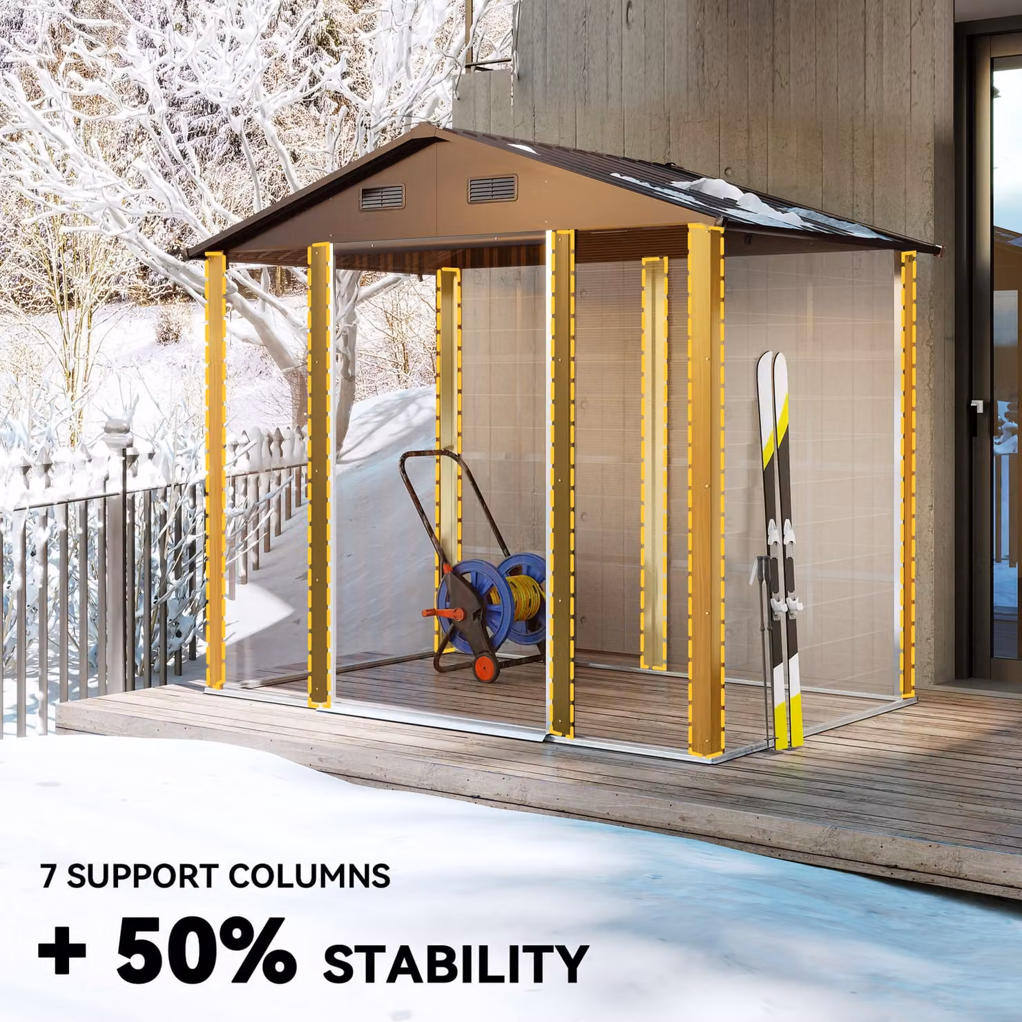Outsunny Brown Wood Effect Garden Storage Shed with Sliding Door and Pent Roof, W/D/H: 171 x 105 x 66 cm – 3