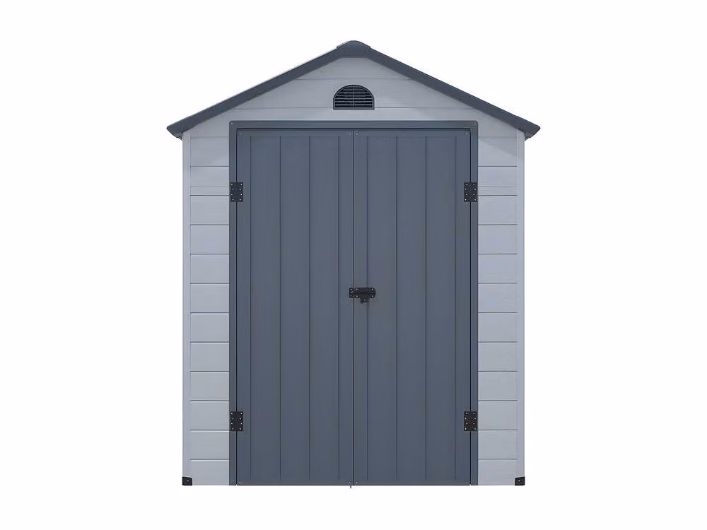 Vente-unique CESIO Grey Resin Garden Shed with Double Doors and Window, W/D/H: 226 x 192 x 180 cm – 2