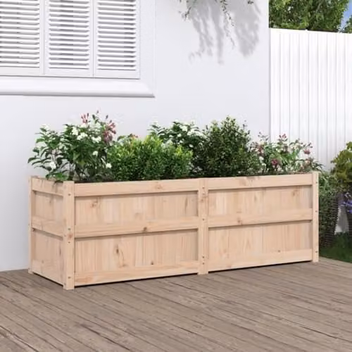 vidaXL Brown Pine Wood Garden Planter Tub W/D/H: 150 x 50 x 50 cm – 2