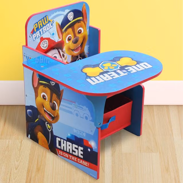 Nixy Children Paw Patrol Chair and Desk Set with Storage in Multicolour Glossy MDF