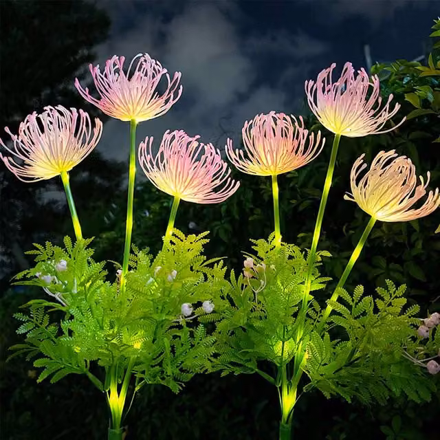 Leaper Equinox Solar Outdoor Flower Landscape Lights in Pink with Stainless Steel