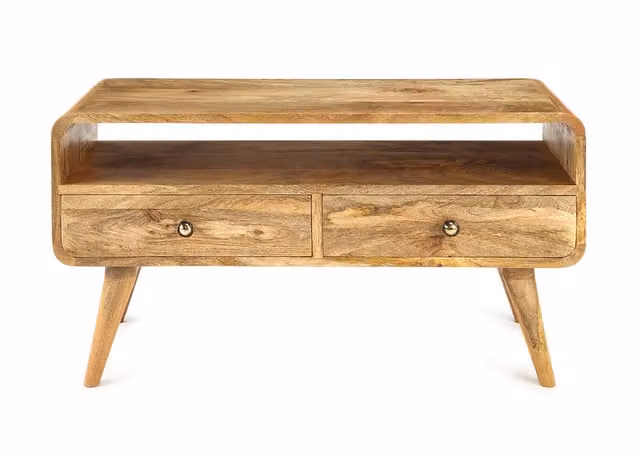 Elm Home And Garden Mid Century Mango Wood TV Unit in Brown