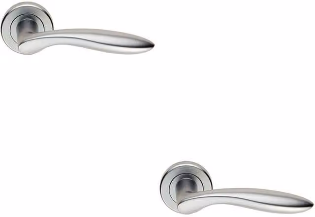 Loops 2x Pair Smooth Ergonomic Round Rose Concealed Fix Handles in Satin Chrome