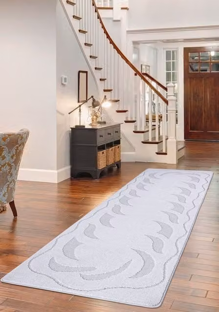 Smart Living Ovalack Heavy Duty Non-Slip Machine Washable Hallway and Kitchen Door Mat, Silver, W: 60 cm, L: 220 cm