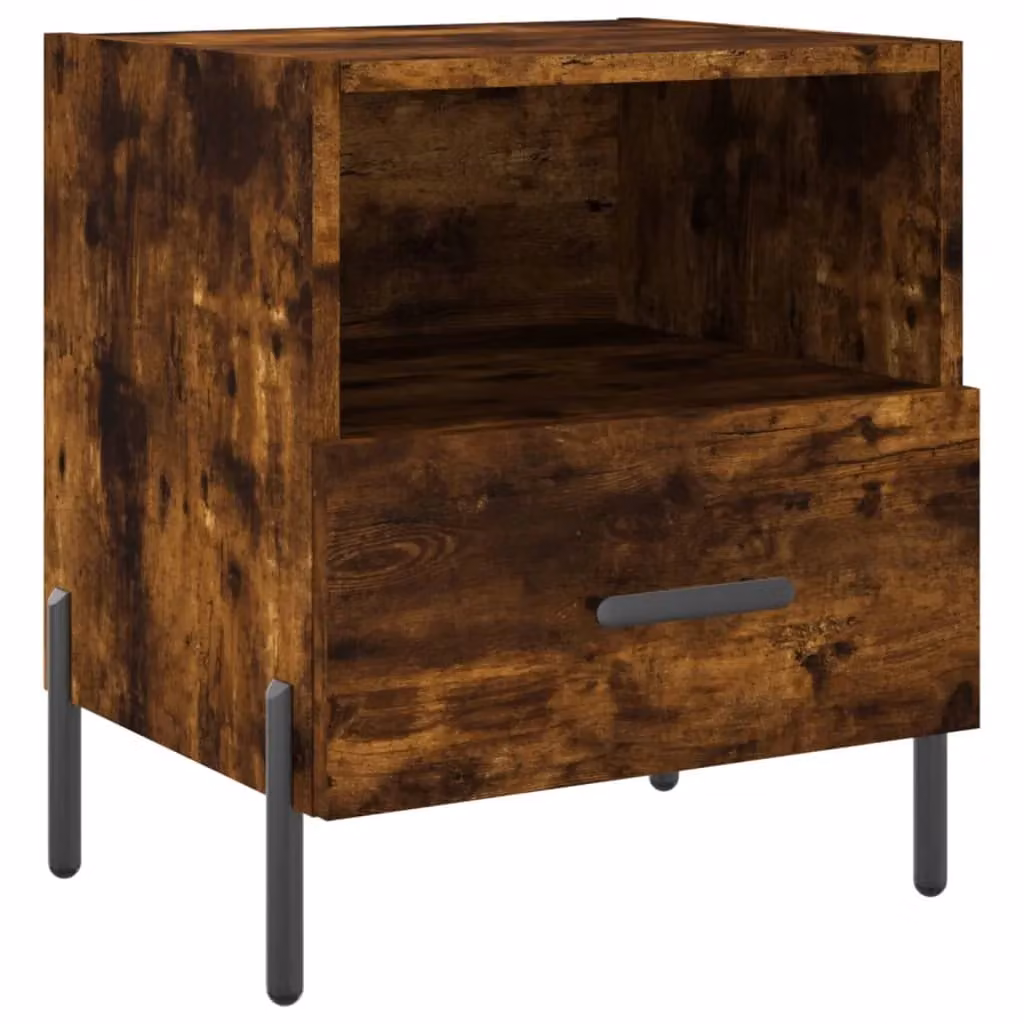 Berkfield Home Set of 2 Smoked Oak Bedside Cabinets in Brown, W/D/H: 40 x 35 x 47.5 cm – 4