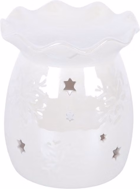 Something Different Wholesale Iridescent White Snowflake Ceramic Oil Burner and Wax Warmer