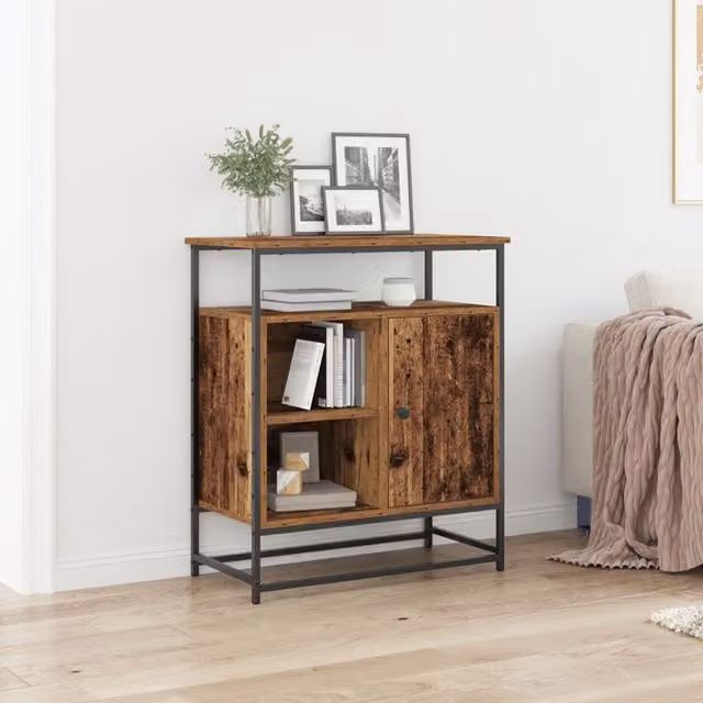 Berkfield Home Rustic Old Wood Sideboard in Brown, W/D/H: 69 x 35 x 80 cm