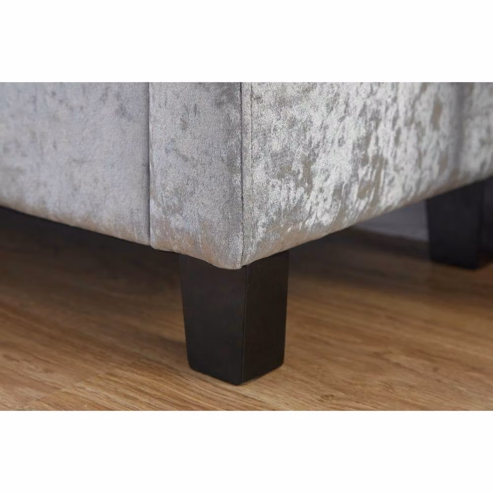 FORGEVIO Grey Crushed Velvet Ottoman Seat and Storage Blanket Box – 3