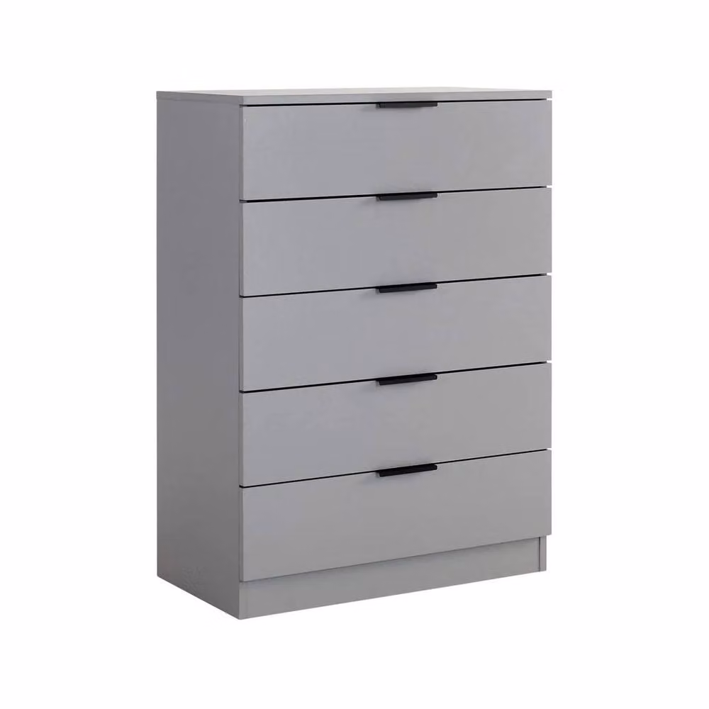SPETLEK Modern Grey 5 Drawer Chest for Bedroom Clothing Storage – 2