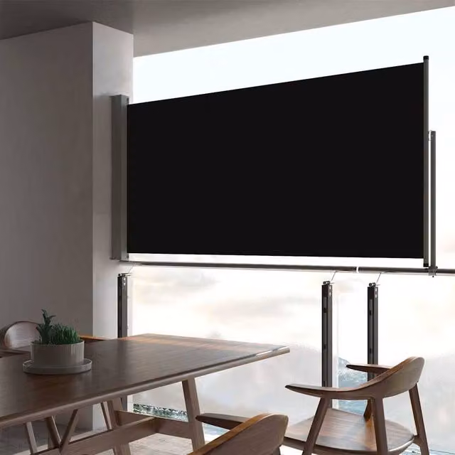 Berkfield Home Patio Retractable Side Awning in Black, W/D/H: 80 x 300 cm