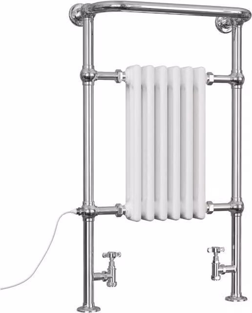 UK Radiators Arundel Traditional Dual Fuel Column Heated Towel Rail, White, H 96.3 cm x W 58.3 cm