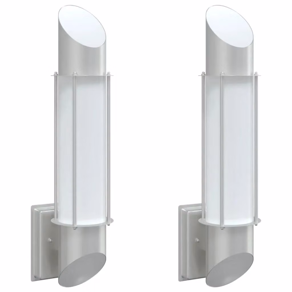 Berkfield Home Set of 2 Silver Stainless Steel Modern Outdoor Wall Lights – 2