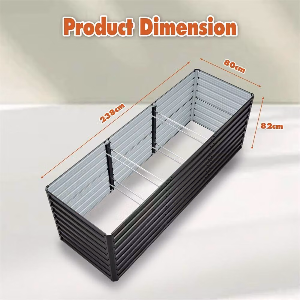 Nordara Black Metal Raised Bed Outdoor Planter for Vegetables and Flowers, W/D/H: 190 x 34 x 80 cm – 2