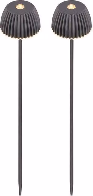 Briloner Set of 2 Rechargeable LED Garden Spike Lights in Anthracite Grey, Dimmable and Height Adjustable, Warm White – 1