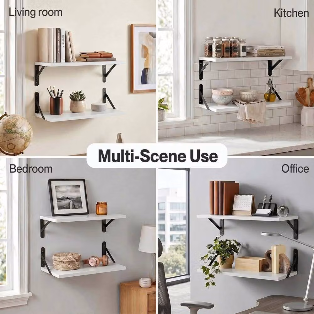 Kelvenix 2-Piece Wall Mounted Metal Shelves in White for Modern Kitchen Storage and Display – 3
