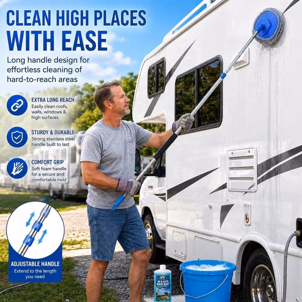 NESTLUNE Microfibre Car Cleaning Mop, Blue, W/D/H: 100 x 15 cm – 4
