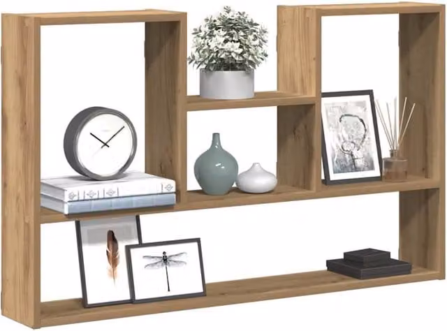 Berkfield Home Artisan Oak Wall Shelf in Brown, W: 99 cm, D: 15 cm, H: 60 cm – 1