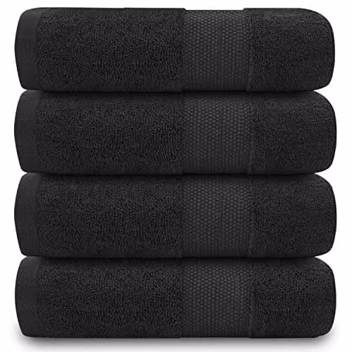Gaveno Cavailia Premium 700 GSM Cotton Hand Towels, Black, 4 Pack