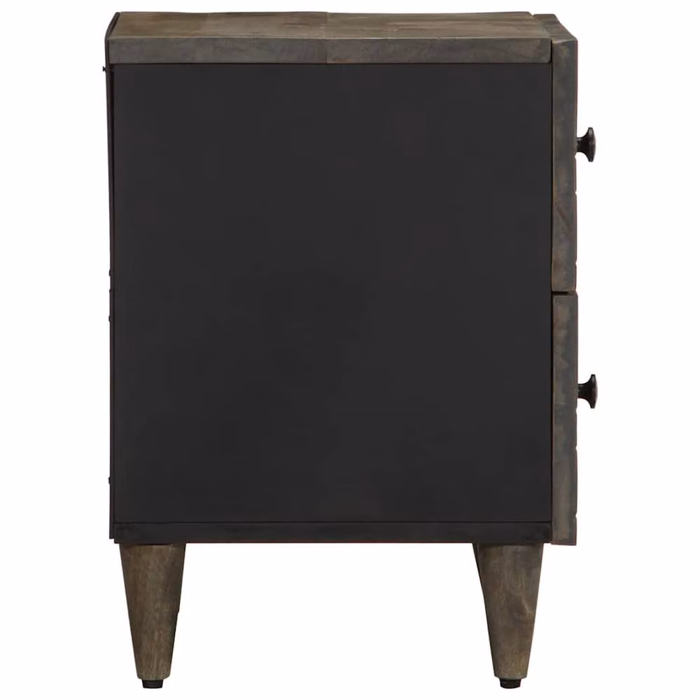 Berkfield Home Beautiful Bedside Cabinet in Light Grey Solid Mango Wood, W/D/H: 40 x 33 x 46 cm – 3