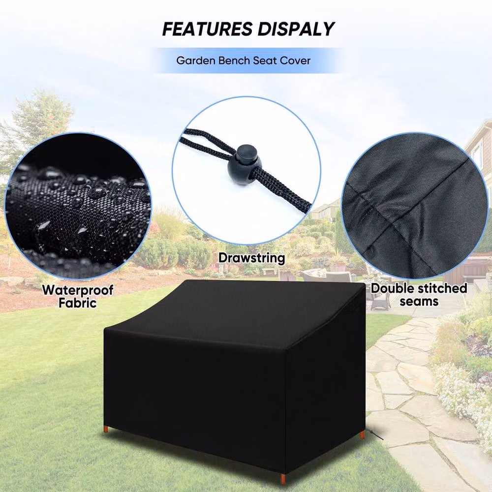 EONLION Waterproof 4 Seater Bench Cover in Black, Width: 100 cm – 4