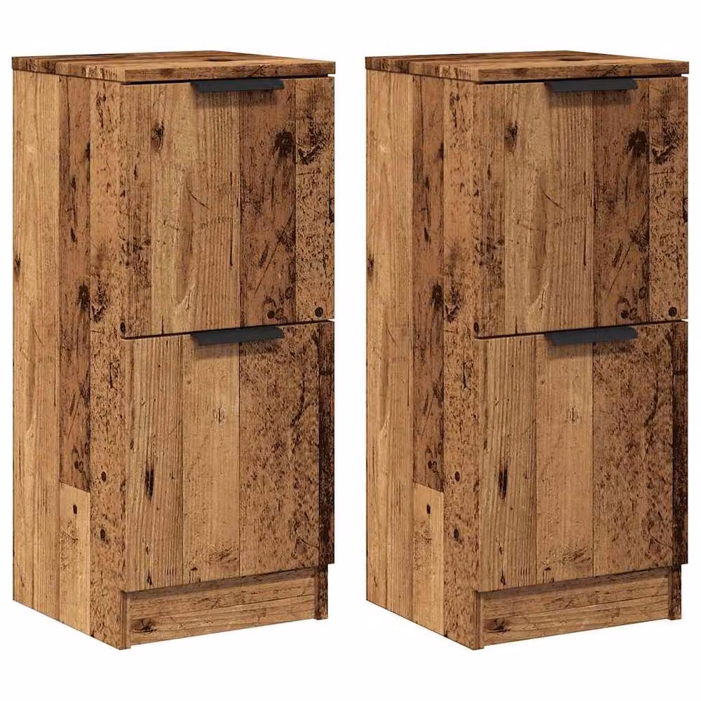 Berkfield Home Set of 2 Rustic Old Wood Sideboards in Brown, W/D/H: 30 x 30 x 70 cm – 3