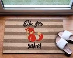 Artsy Mats Fox Sake Multicolour Coir Doormat, W: 45 cm, D: 75 cm