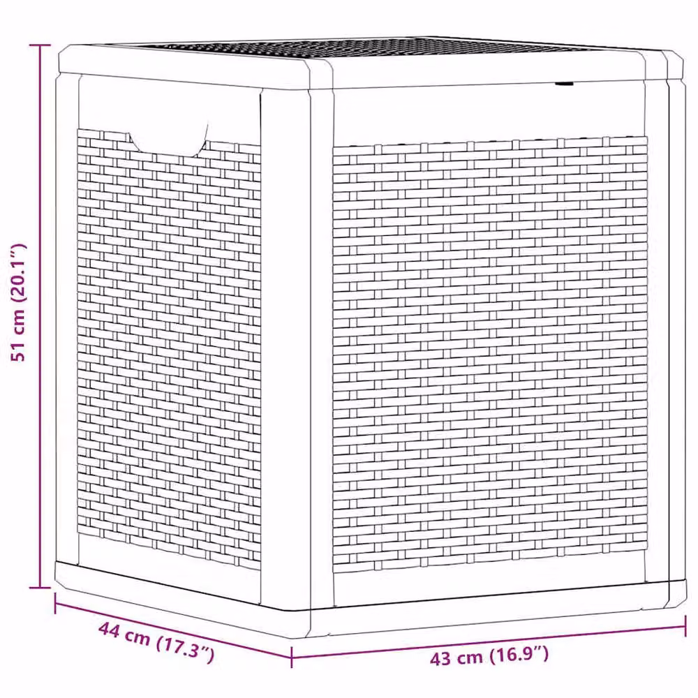 Berkfield Home Garden Storage Box 90L Black Rattan Plastic W/D/H: 51 x 44 x 43 cm – 4