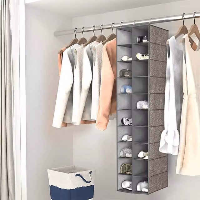 Lifeideas 20 Compartment Hanging Shoe Organiser in Grey