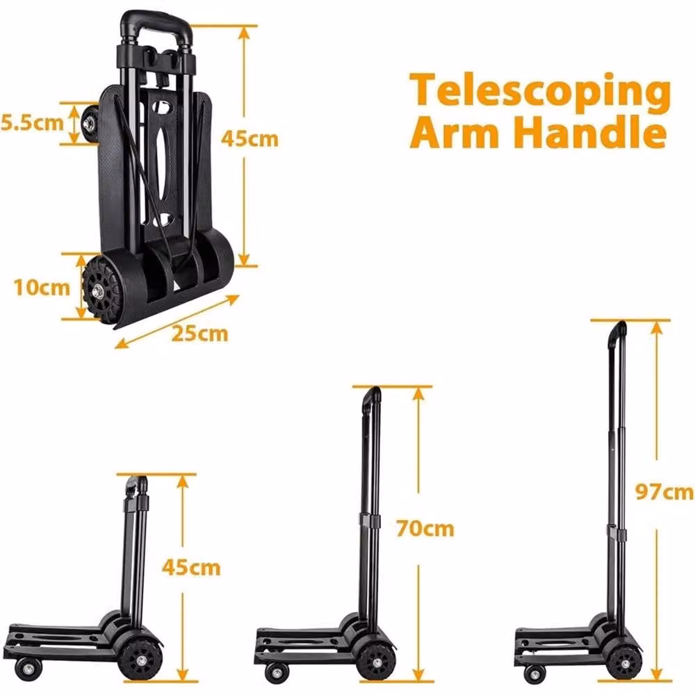 VOGREX Lightweight Folding Hand Sack Trolley, 75kg Capacity, Black – 2