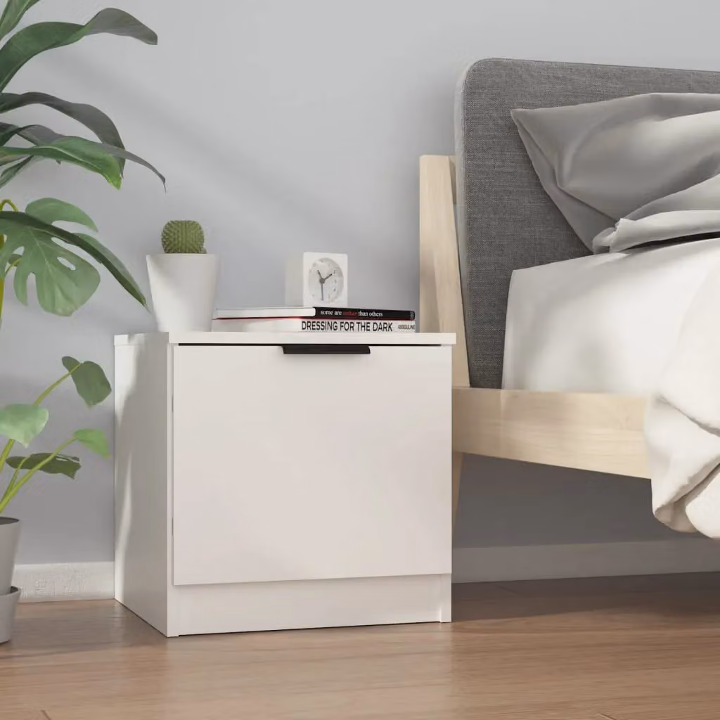 Berkfield Home Set of 2 White Bedside Cabinets, W/D/H: 40 x 39 x 40 cm – 2