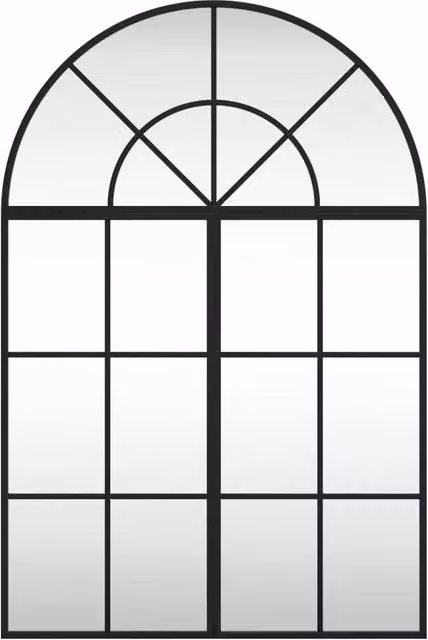 Berkfield Home Black Arch Wall Mirror with Metal and Glass Frame, W: 60 cm, H: 90 cm – 1