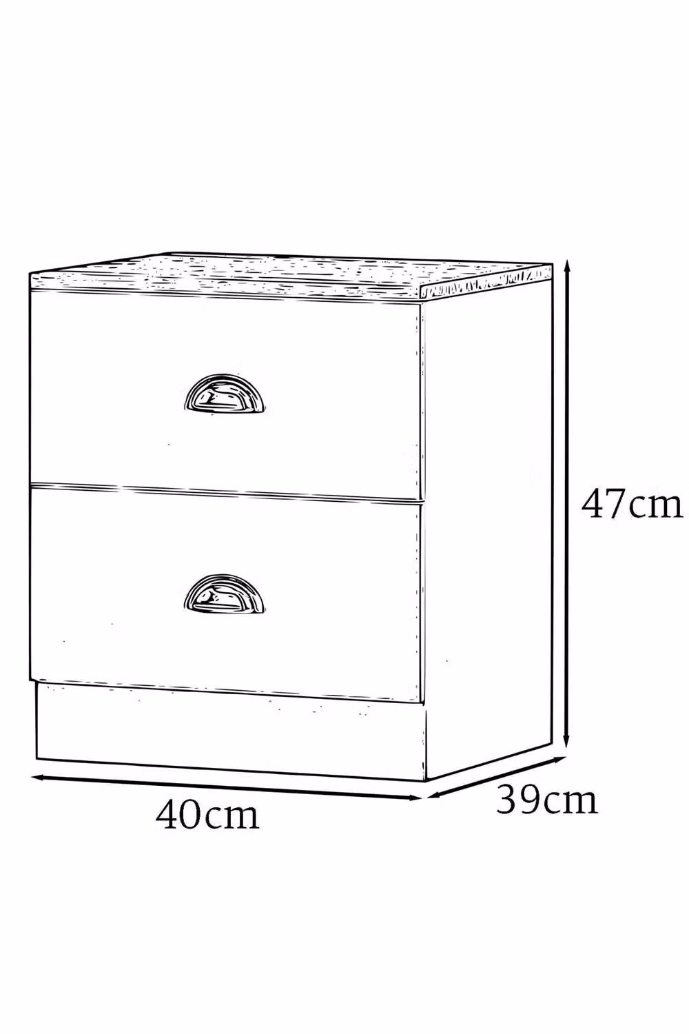 FWStyle 2 Drawer Bedside Chest in Matt Grey with Oak Top – 4