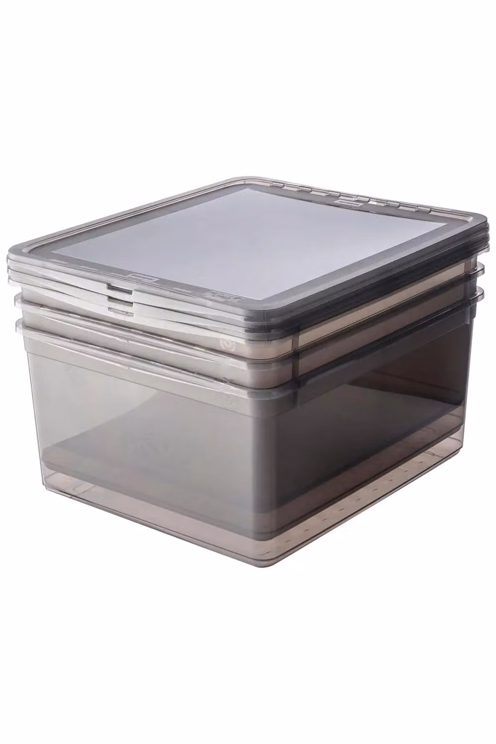Keeeper Set of 3 Stackable Storage Boxes with Lids and Air Control System, 18 L each, Transparent and Grey – 2