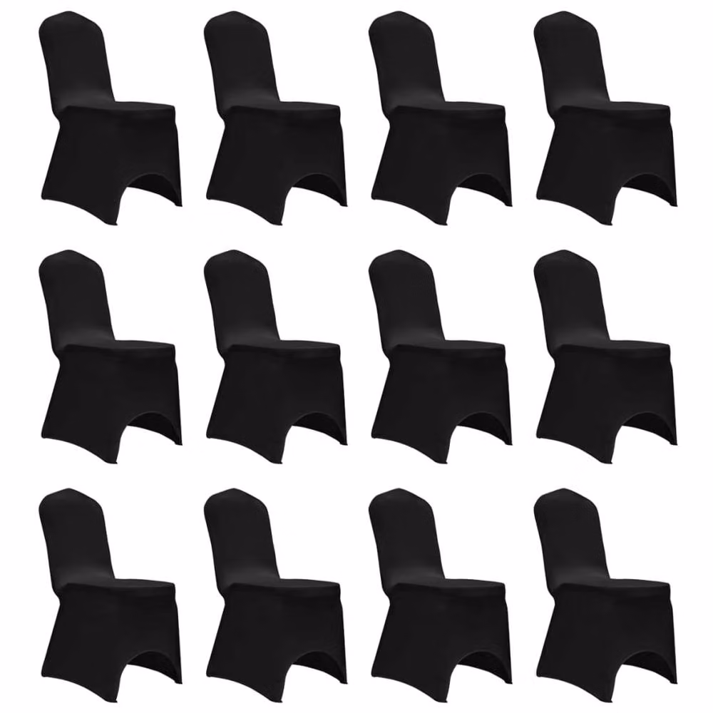 Berkfield Home 12-Piece Stretch Fabric Dining Chair Covers in Black – 2