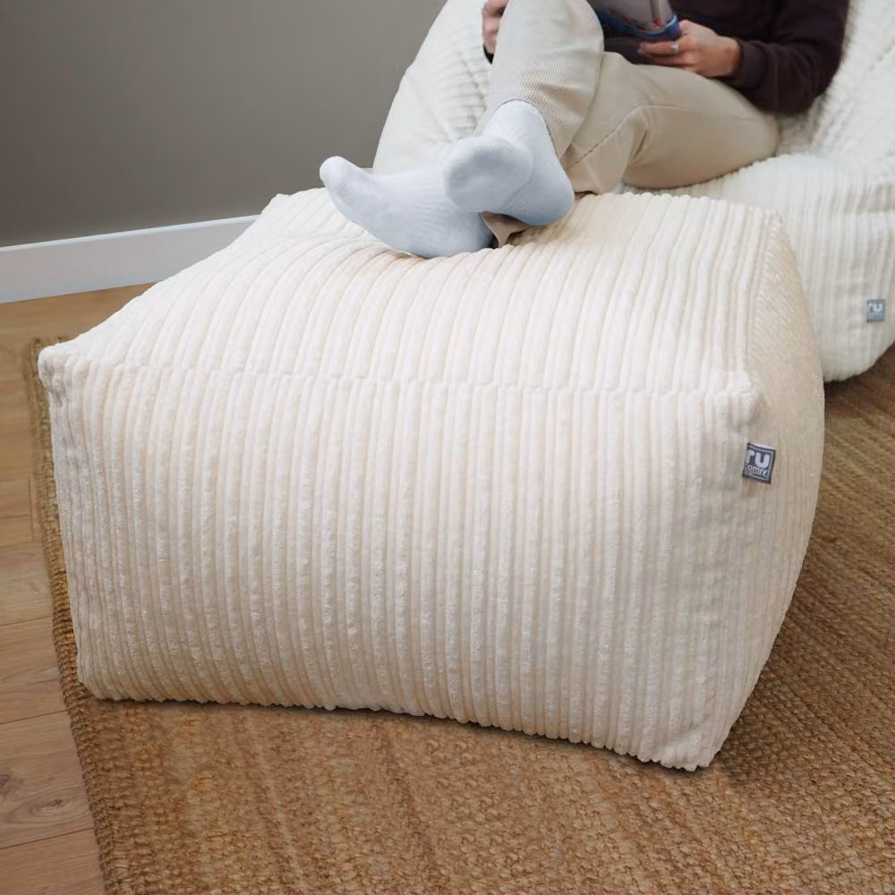 rucomfy Jumbo Cord Indoor Ottoman Pouffe Footstool in Ivory – 2
