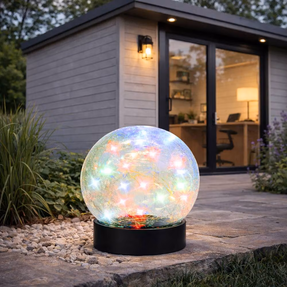 Gardenwize Solar Powered Multi-Coloured Crackle Ball Garden Light, Diameter: 15 cm – 3