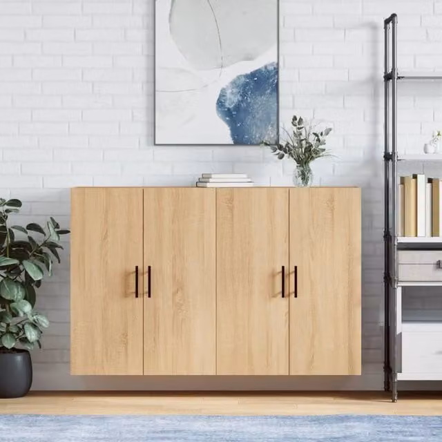 Berkfield Home Set of 2 Wall Mounted Cabinets in Sonoma Oak Brown, W/D/H: 69.5 x 34 x 90 cm – 1