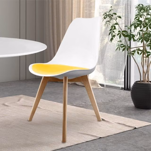Fusion Living Soho Dining Chair with Beech Wood Legs - Yellow