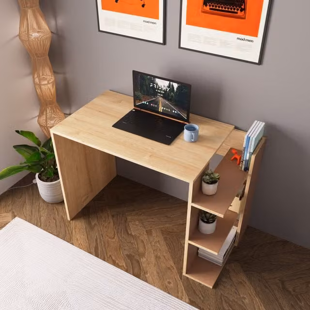 Bimossa Modern Oak Writing Desk in Brown