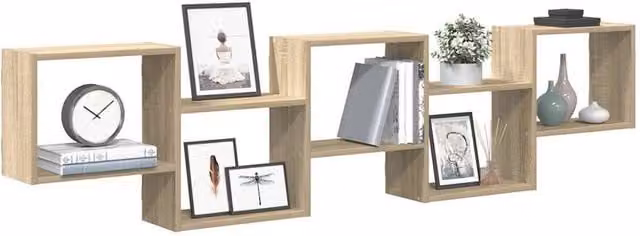 Berkfield Home Wall Mounted 5 Compartment Cube Shelf in Sonoma Oak Brown Engineered Wood – 1