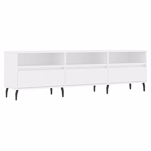 vidaXL Modern White TV Cabinet in MDF and Metal, W: 150 cm, D: 30 cm, H: 44.5 cm