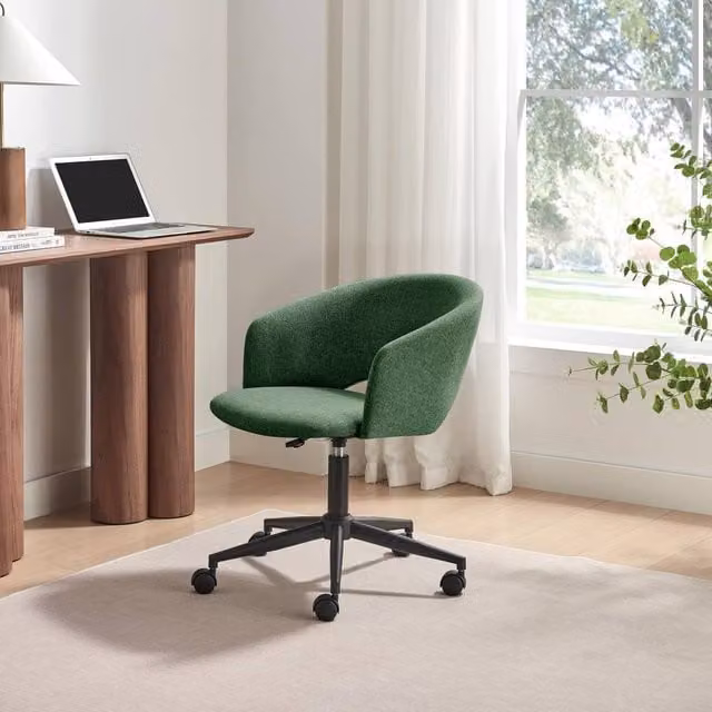 FurnitureboxUK Delaney Green Fabric Swivel Task Office Chair