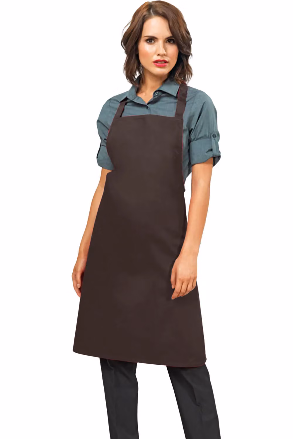 Premier Slim Cotton Workwear Apron without Pocket in Brown – 2