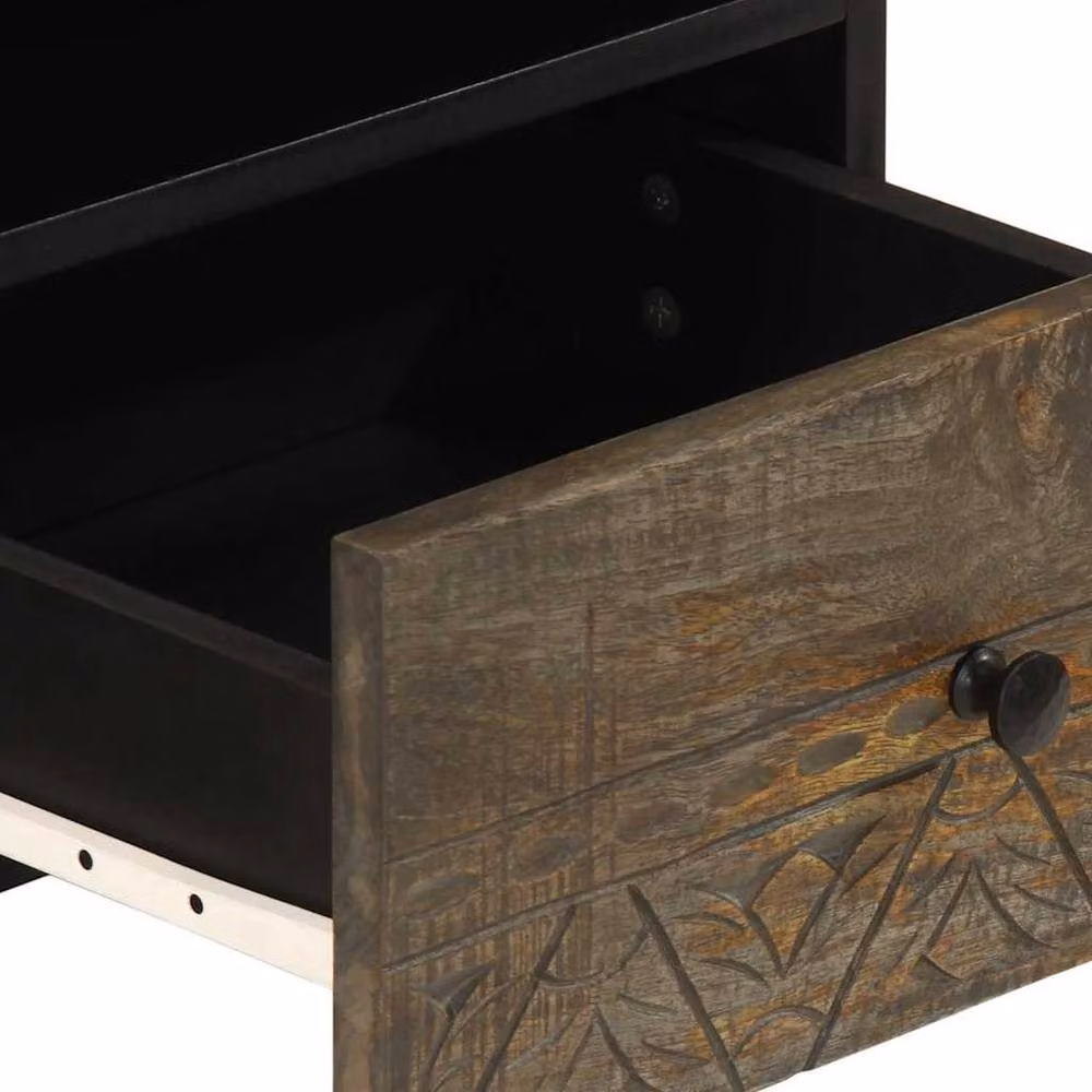 Berkfield Home Beautiful Coffee Table in Light Grey Solid Mango Wood W/D/H: 80 x 54 x 40 cm – 5