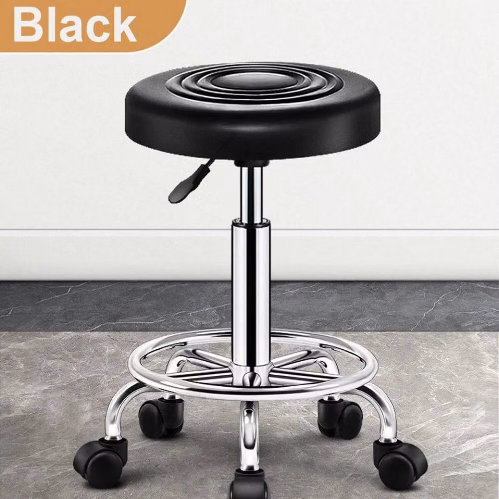 SPETLEK Black Synthetic Leather Active Stool with Swivel and Foot Ring for Home or Office – 2