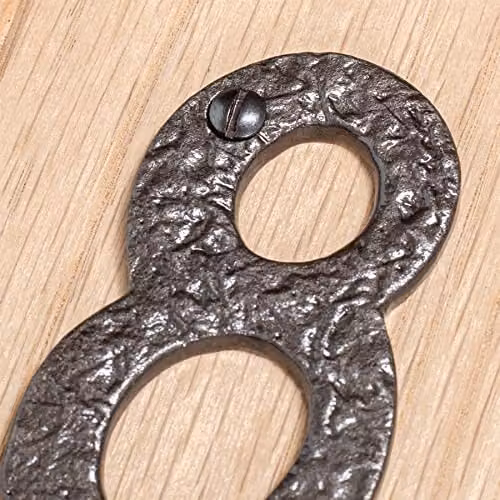 Hammer and Tongs Rustic Iron Numeral Set 0-9 in Grey, Height: 9 cm – 3