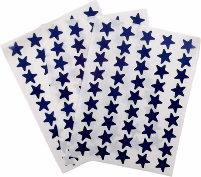 Janrax Pack of 135 Blue Self-Adhesive Plastic Foil Stars, 15mm