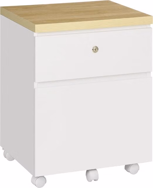 Vinsetto Modern 2-Drawer Mobile Legal Size Filing Cabinet with Lock and Castors, White