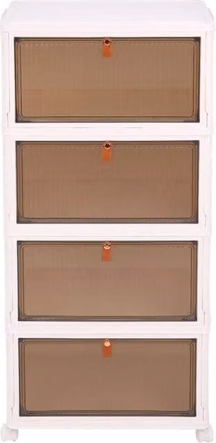 ERGOVEXA 4 Tier Slim Plastic Storage Drawer Tower Unit in White, W/D/H: 28.0 x 39.0 x 78.5 cm